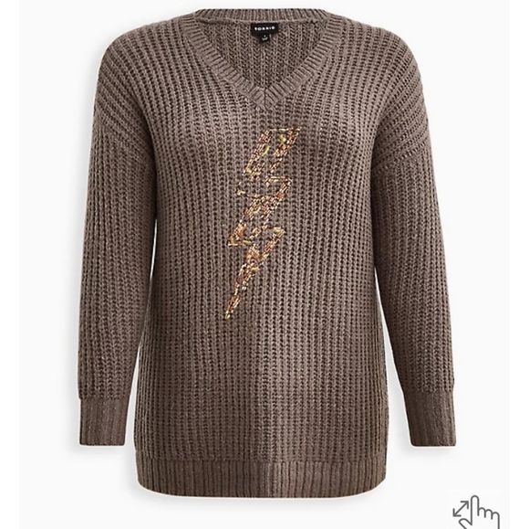 Torrid NWT Tunic Beaded Lighting Bolt Sweater - Picture 3 of 5